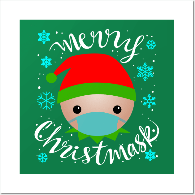 MERRY CHRISTMASK - Elf design Wall Art by The Trendy Rags